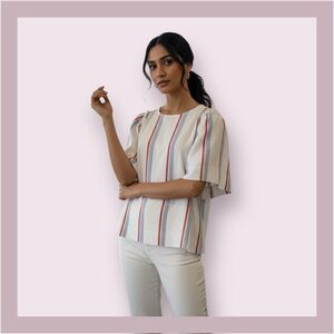 Marie Oliver Red and Blue Striped Top